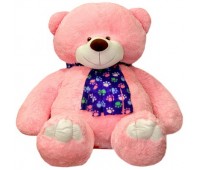 Розовый медведь с шарфом (110 см)