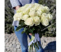 25 голландских белых роз (60 см)