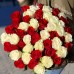 51 белая и красная импортная роза